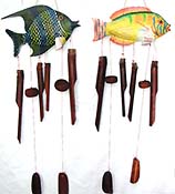 Carved fish top bamboo wind bells