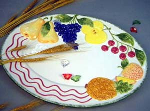 Home kitchen decor supply - painted fruit decor ceramic dinning plate 