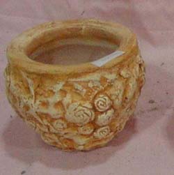Handcrafted art supply - rose rusty decoration clay pot